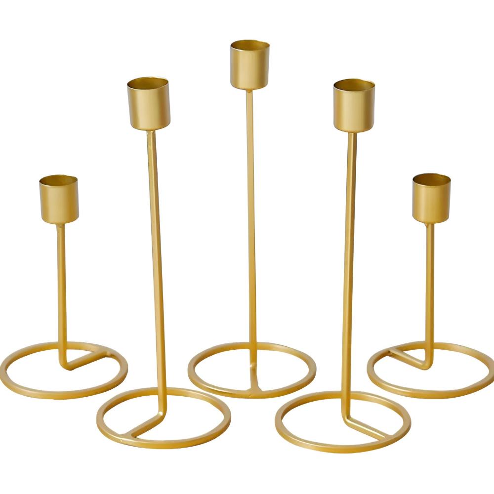 Candle Holder Gold Finish Sturdy Base