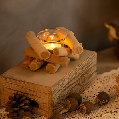 Candle Holder Handcrafted Reclaimed Driftwood Glass Tealight Insert