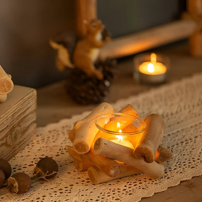 Candle Holder Handcrafted Reclaimed Driftwood Glass Tealight Insert