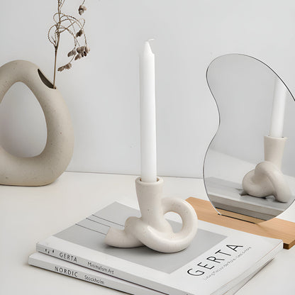Candle Holder Knotted Sculptural Ceramic Tea Light & Taper
