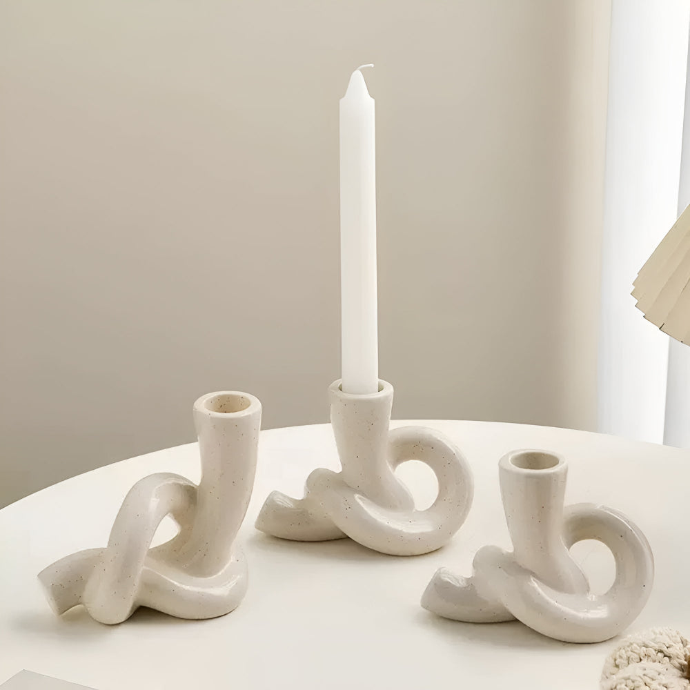 Candle Holder Knotted Sculptural Ceramic Tea Light & Taper