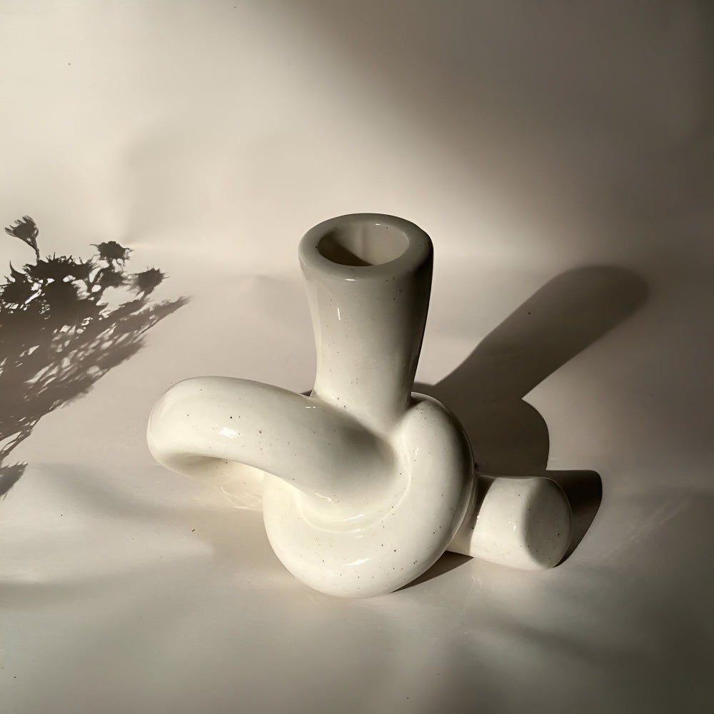 Candle Holder Knotted Sculptural Ceramic Tea Light & Taper