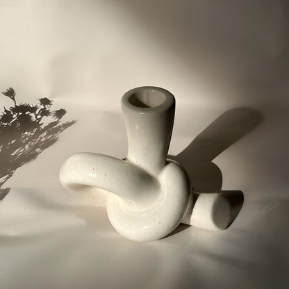 Candle Holder Knotted Sculptural Ceramic Tea Light & Taper