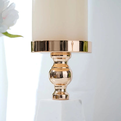 Candle Holder Marble Pyramid Gold Accent