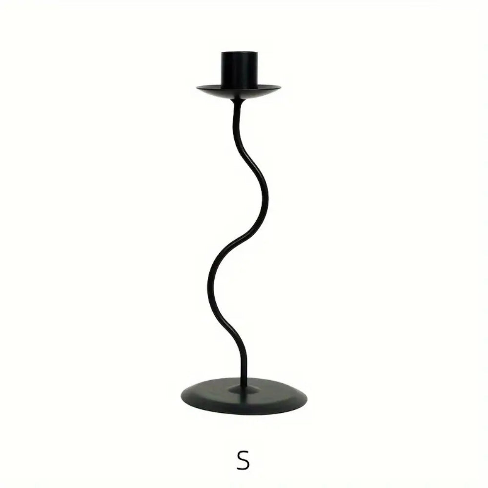 Candle Holder Sculpted Wavy Iron Lacquered Finish