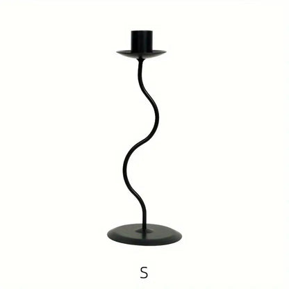 Candle Holder Sculpted Wavy Iron Lacquered Finish