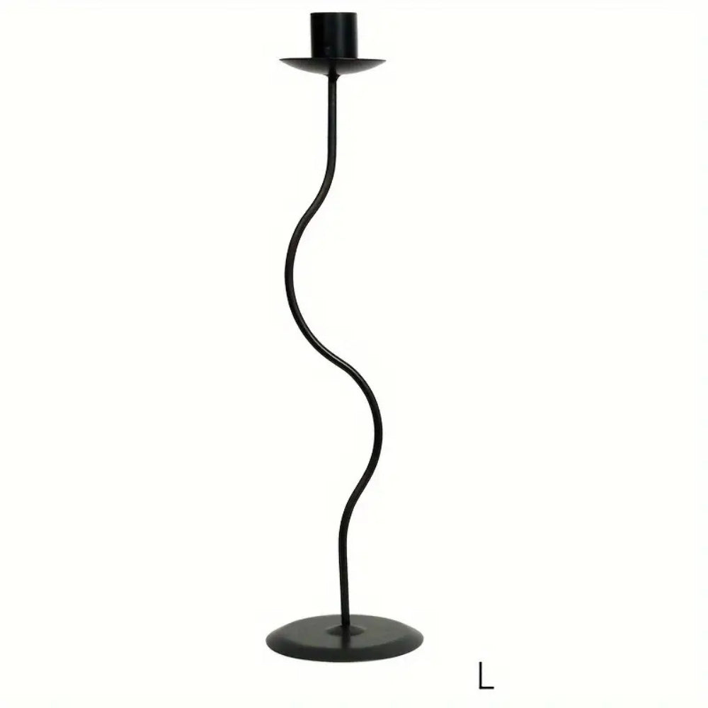 Candle Holder Sculpted Wavy Iron Lacquered Finish