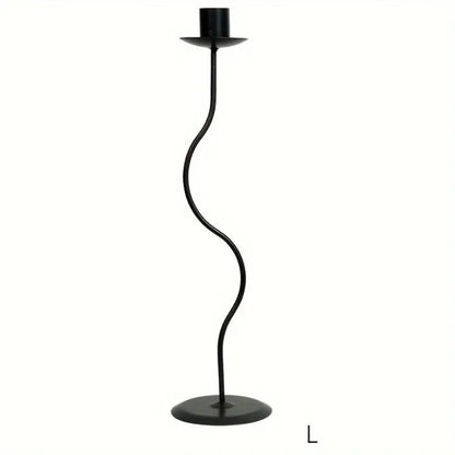 Candle Holder Sculpted Wavy Iron Lacquered Finish