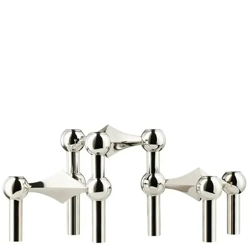 Candle Holder Sculptural Molecular Design Metallic Finish