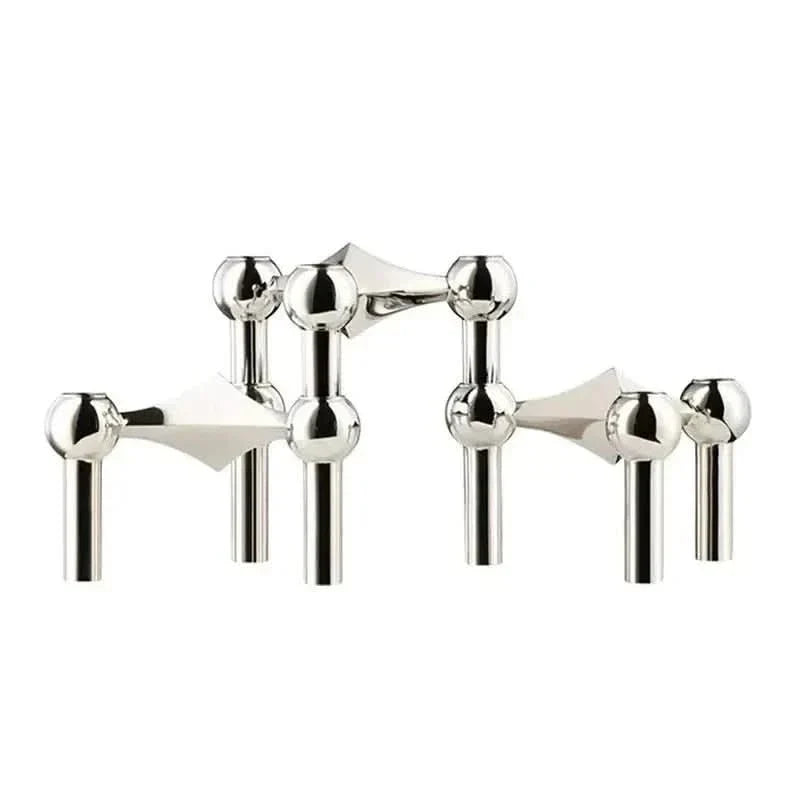 Candle Holder Sculptural Molecular Design Metallic Finish