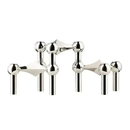 Candle Holder Sculptural Molecular Design Metallic Finish