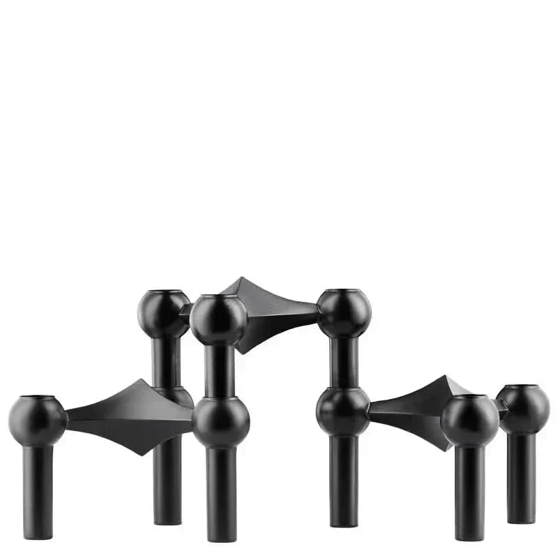 Candle Holder Sculptural Molecular Design Metallic Finish