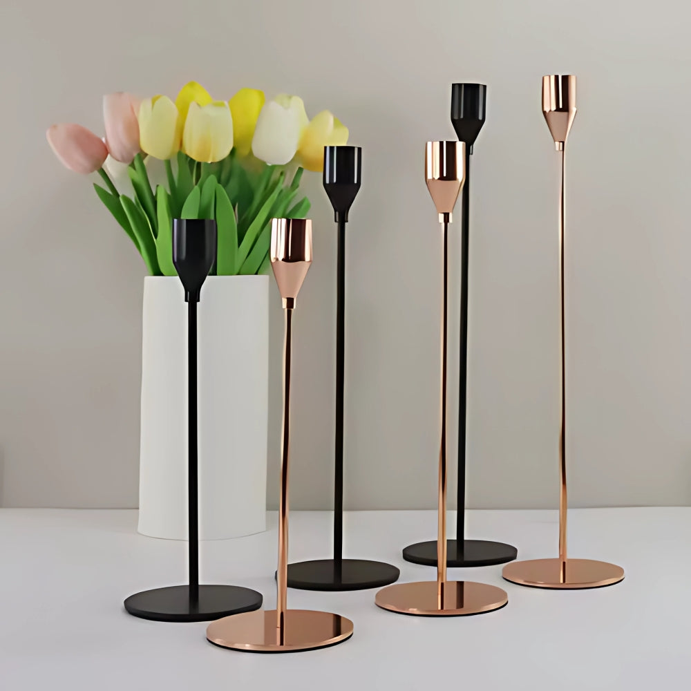 Candle Holder Set Minimalist Stainless Steel Trio
