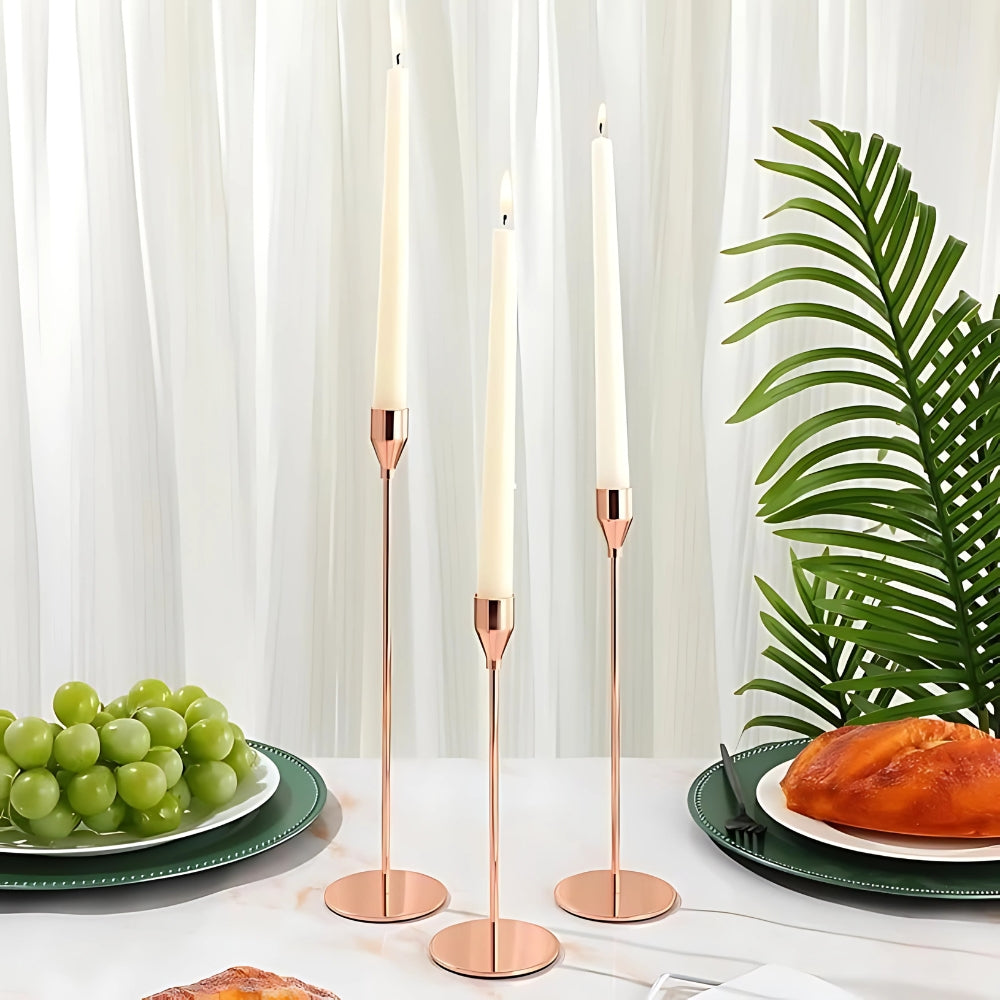 Candle Holder Set Minimalist Stainless Steel Trio