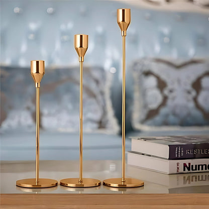Candle Holder Set Minimalist Stainless Steel Trio