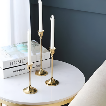 Candle Holder Set Vintage Brass Three-Piece