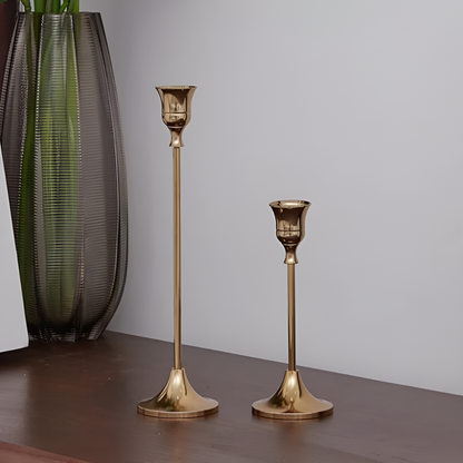 Candle Holder Set Vintage Brass Three-Piece