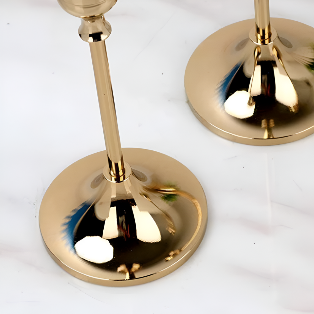 Candle Holder Set Vintage Brass Three-Piece
