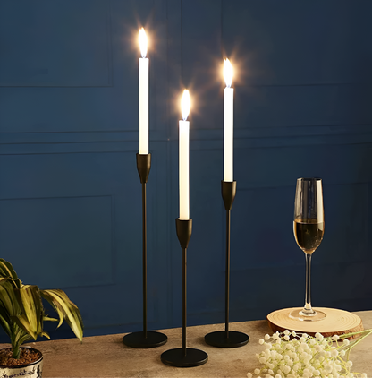 Candle Holders Brushed Metal Set of Three