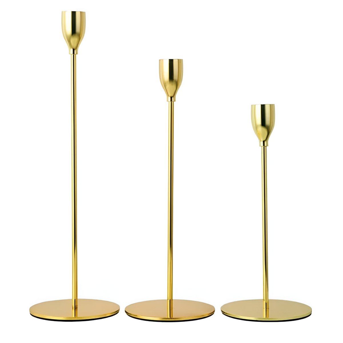 Candle Holders Brushed Metal Set of Three