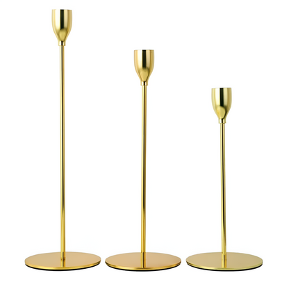 Candle Holders Brushed Metal Set of Three