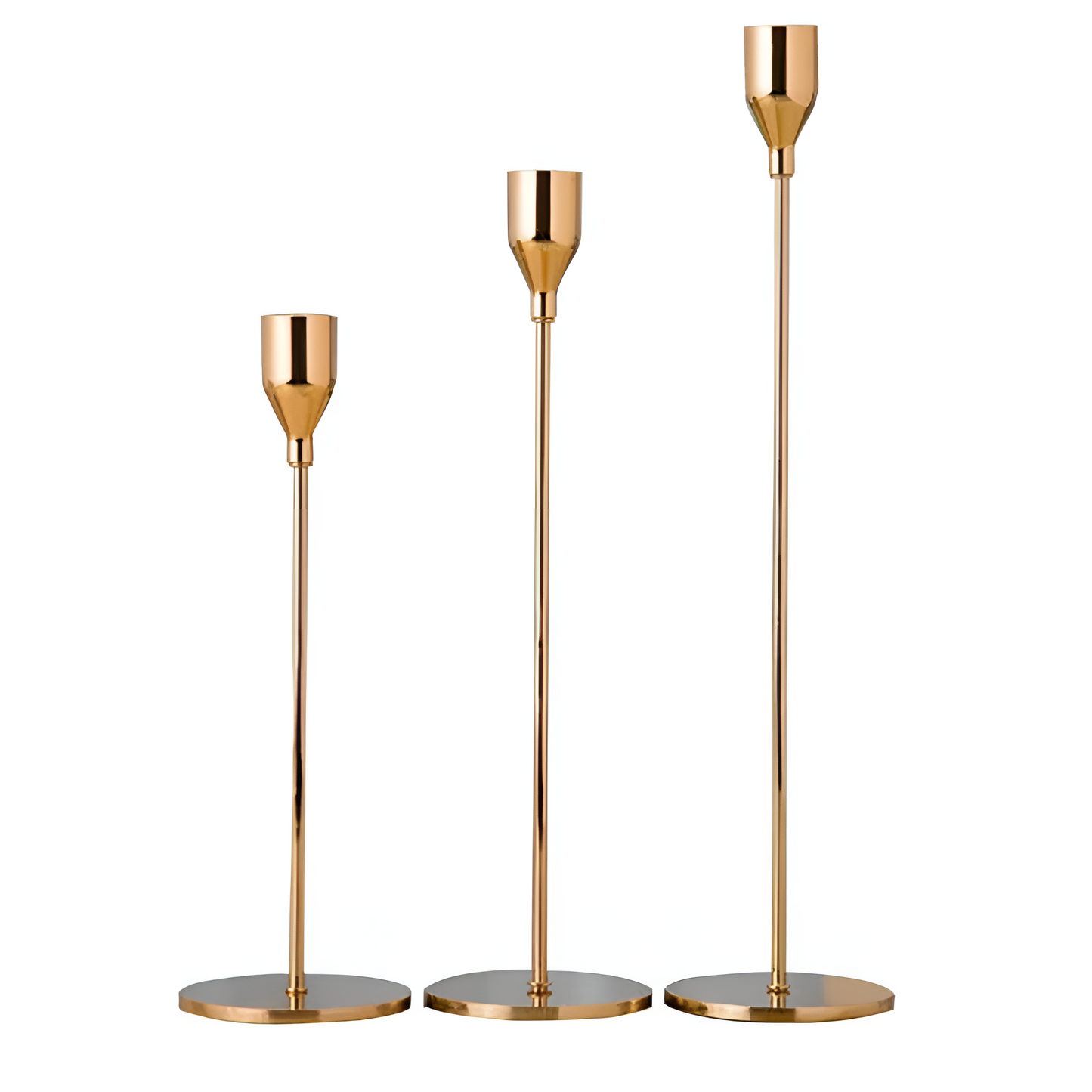 Candle Holders Brushed Metal Set of Three