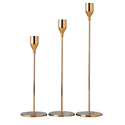 Candle Holders Brushed Metal Set of Three
