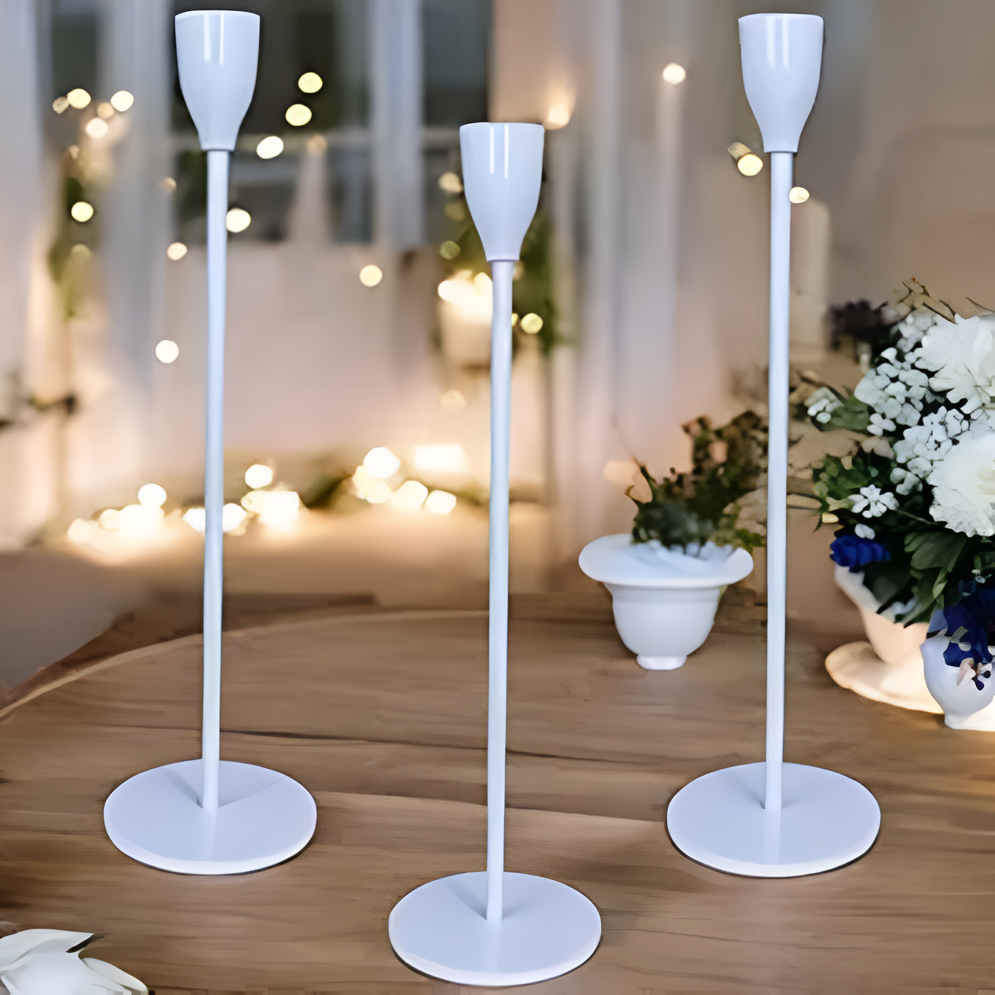Candle Holders Brushed Metal Set of Three