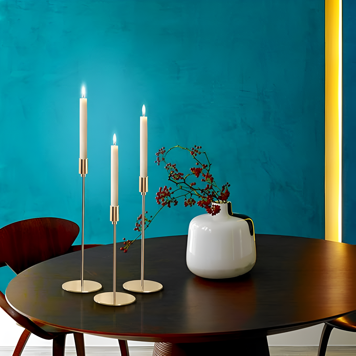 Candle Holders Brushed Metal Set of Three