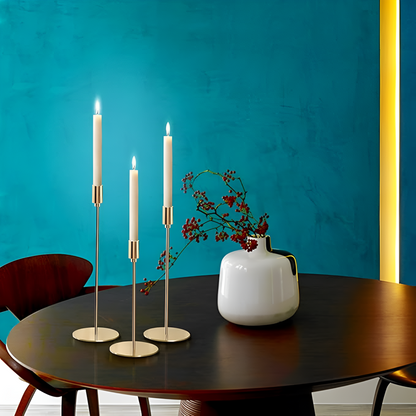 Candle Holders Brushed Metal Set of Three