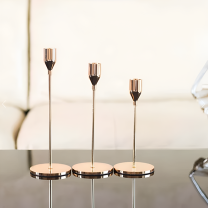 Candle Holders Brushed Metal Set of Three