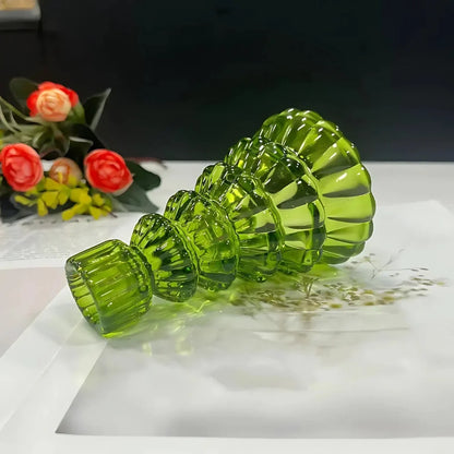 Candle Holders Christmas Tree Glass Set of 3