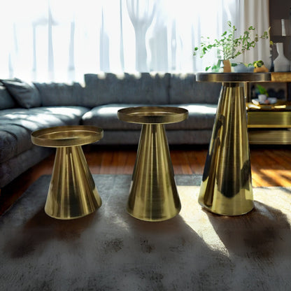 Candle Holders Handcrafted Brushed Brass Set of 3