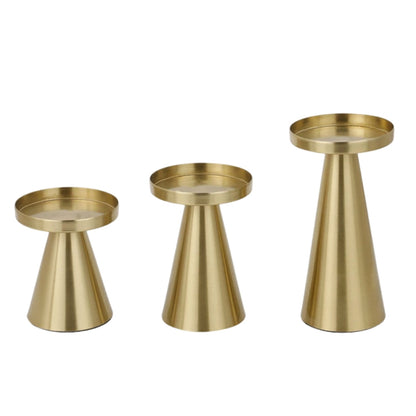 Candle Holders Handcrafted Brushed Brass Set of 3