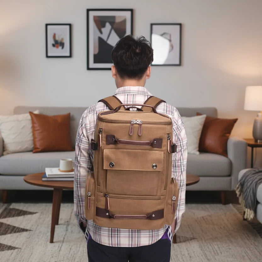 Canvas Backpack 15-Inch Laptop Compartment Adjustable Straps