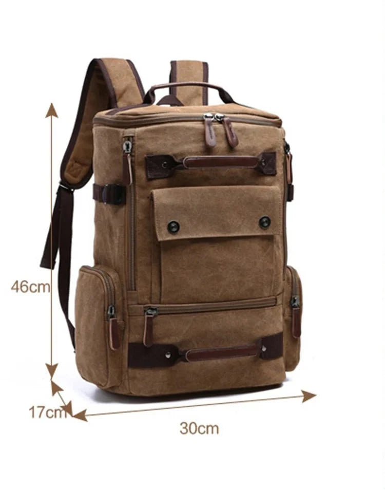 Canvas Backpack 15-Inch Laptop Compartment Adjustable Straps