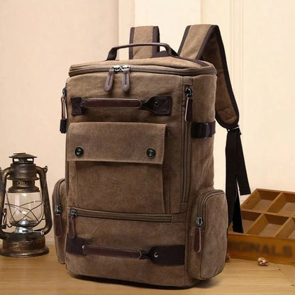 Canvas Backpack Durable Vintage Style 15-Inch Laptop Compartment
