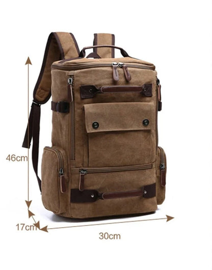 Canvas Backpack Durable Vintage Style 15-Inch Laptop Compartment
