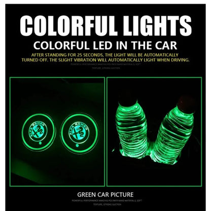 Car Coaster Set Motion-Activated LED USB-Rechargeable Waterproof