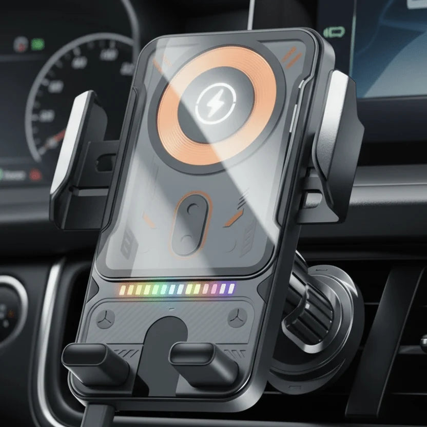 Car Phone Holder 15W Wireless Charging Automatic Rotation