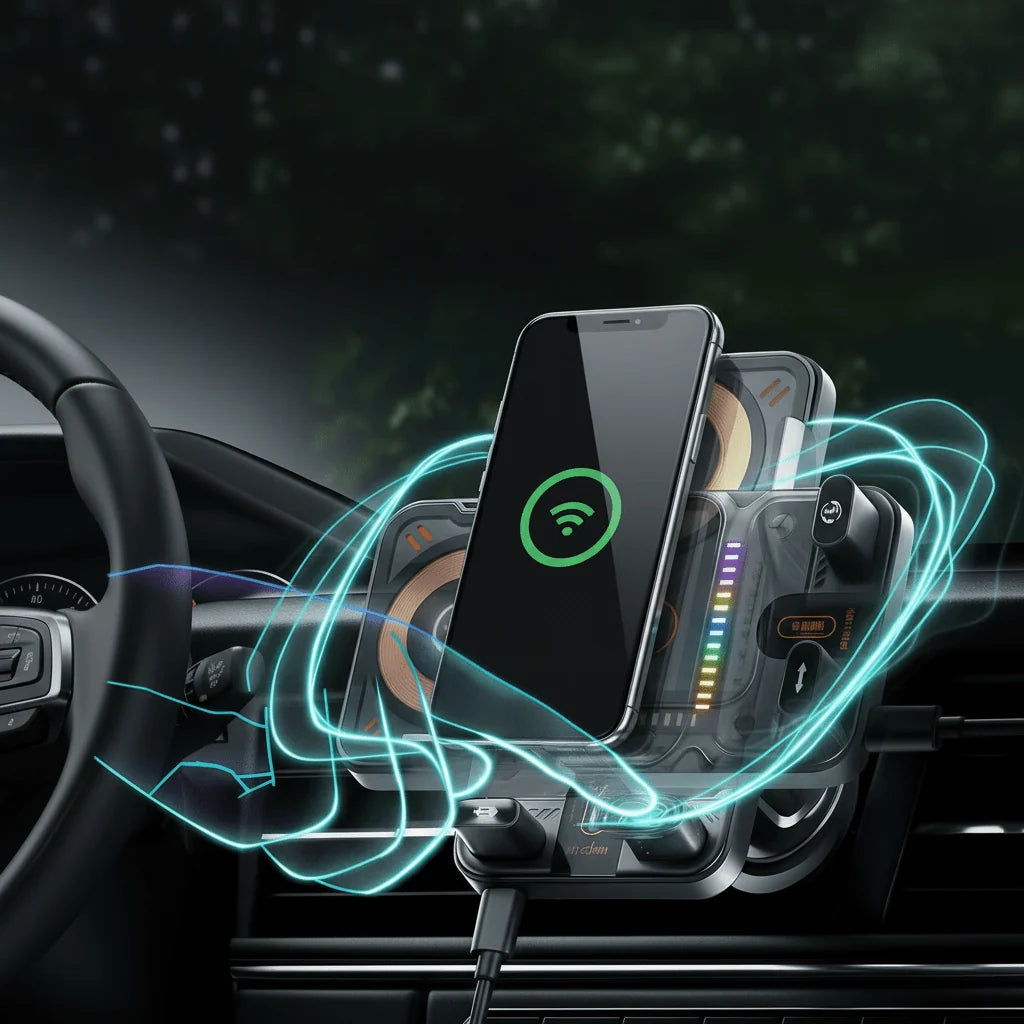 Car Phone Holder 15W Wireless Charging Automatic Rotation