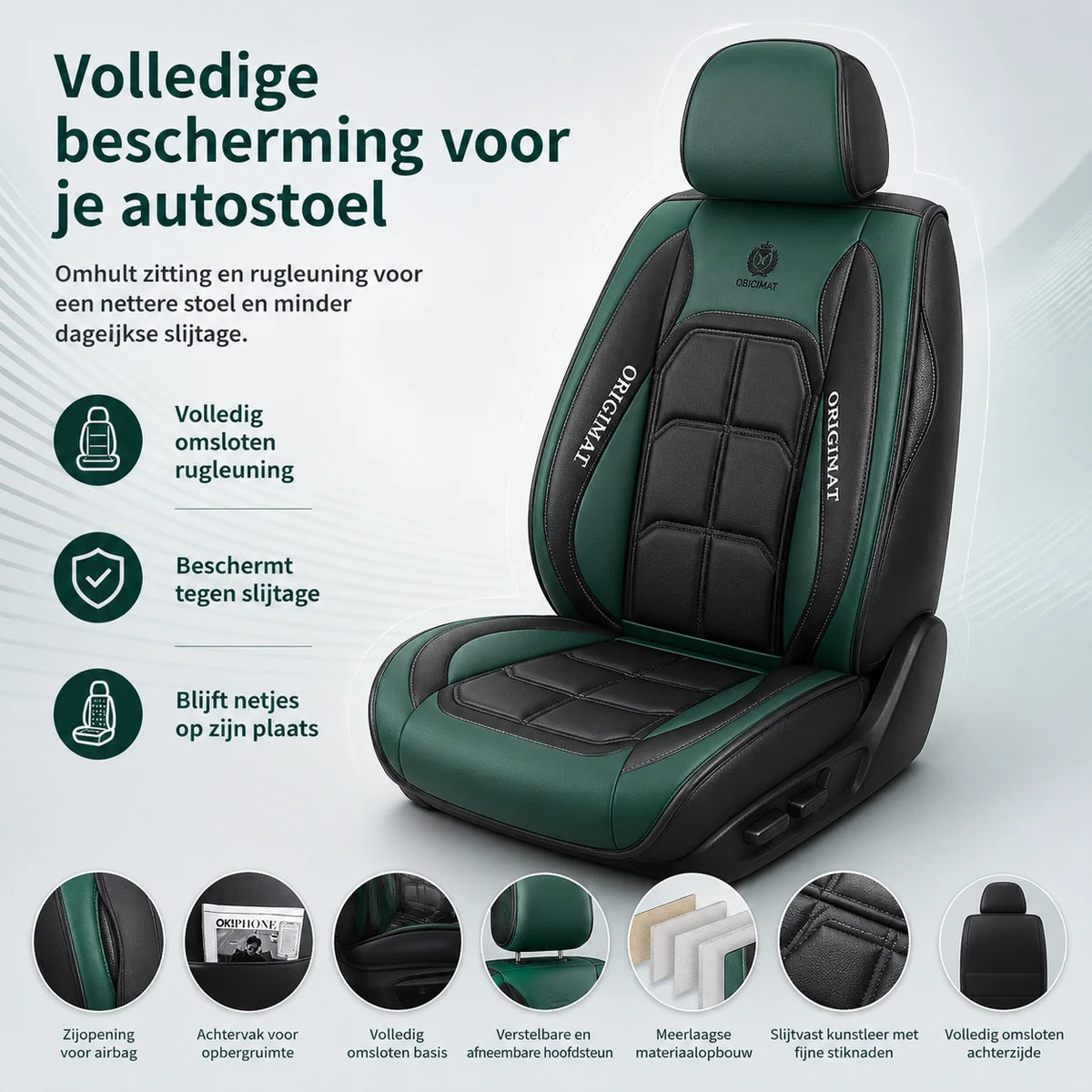 Car Seat Cover Set Quilted 11-Piece Airbag-Compatible