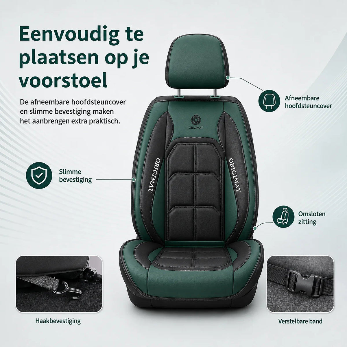 Car Seat Cover Set Quilted 11-Piece Airbag-Compatible