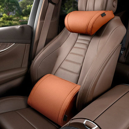 Car Seat Cushion Set Memory Foam Headrest & Lumbar Support