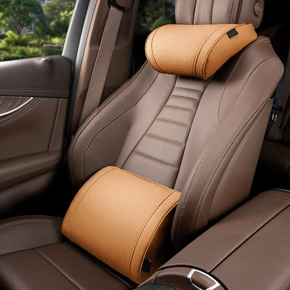 Car Seat Cushion Set Memory Foam Headrest & Lumbar Support