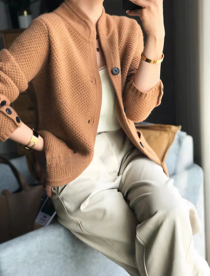 Cashmere Cardigan 100% Cashmere Lightweight Button Front Slim Fit