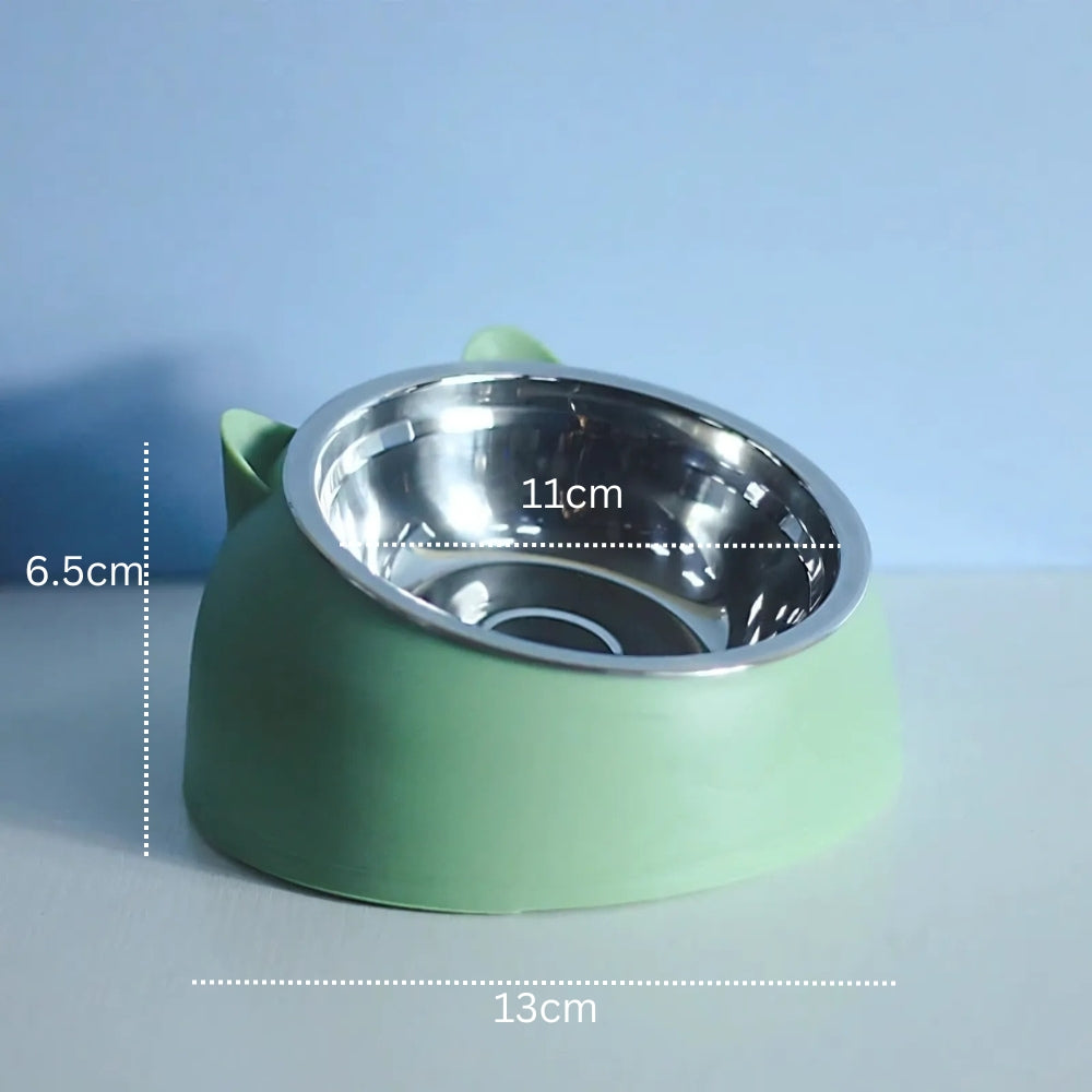 Cat Feeding Bowl 15° Tilt Stainless Steel & Non-Slip Base
