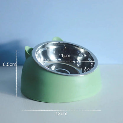 Cat Feeding Bowl 15° Tilt Stainless Steel & Non-Slip Base