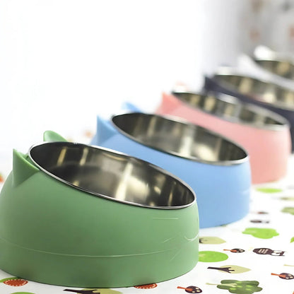 Cat Feeding Bowl 15° Tilt Stainless Steel & Non-Slip Base