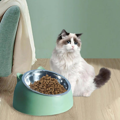 Cat Feeding Bowl 15° Tilt Stainless Steel & Non-Slip Base